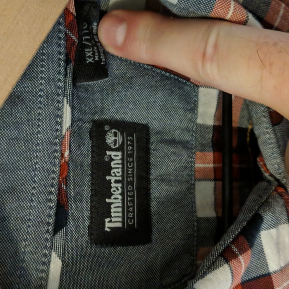 👣Timberland Plaid Medium Weight Button Up Shirt Men's 2XL - Picture 2 of 4